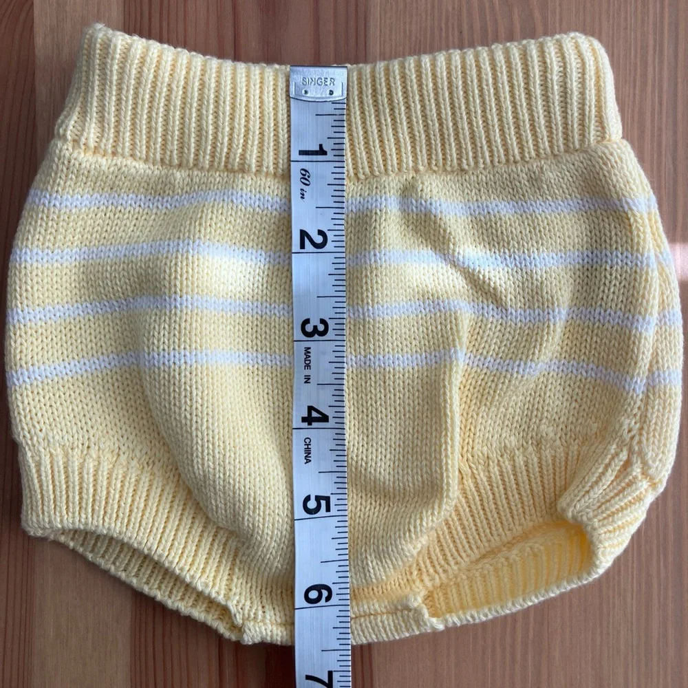 Fin + Vince Banana Yellow Striped Knit Baby Bloomers 0-3m